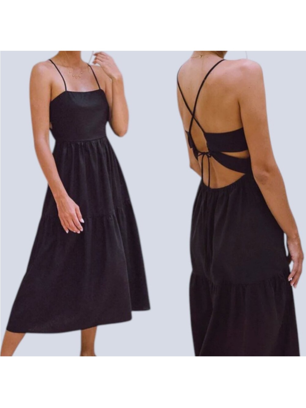Rove Joie Dress Medium Linen Open Back Midi A-line Cotton Resortwear Capsule